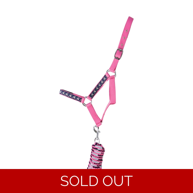 product Image for I Love My Pony Collection Head Collar & Lead Rope by Little Rider - Navy/Pink/Teal
